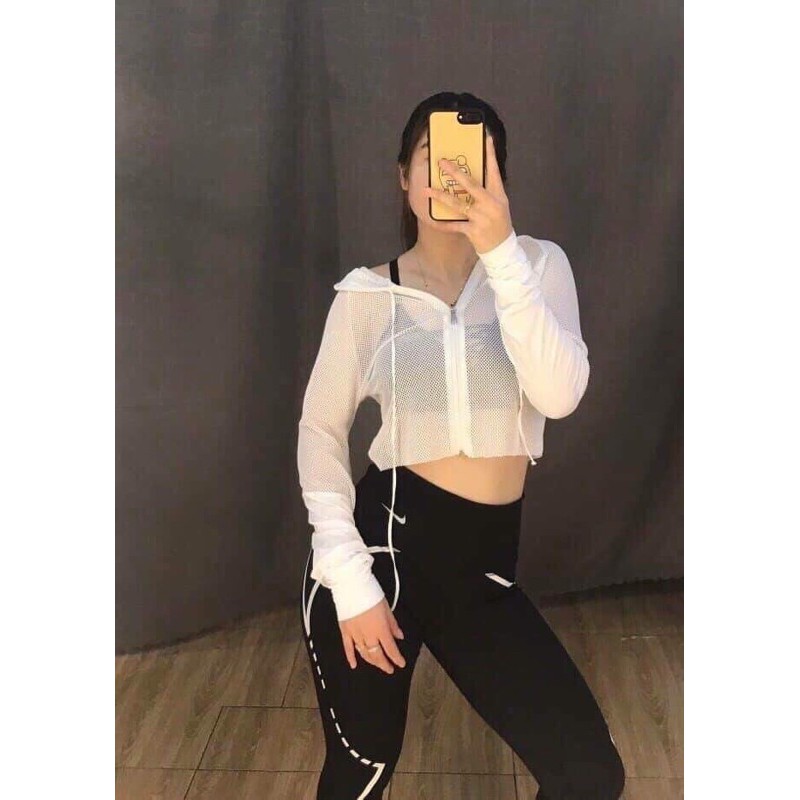 Áo Khoác Thể Thao Tập Gym Yoga Nữ - Áo Khoác Thể Thao F21 Dáng Croptop, Chất Lưới Mè Mềm Mịn, Siêu Cool