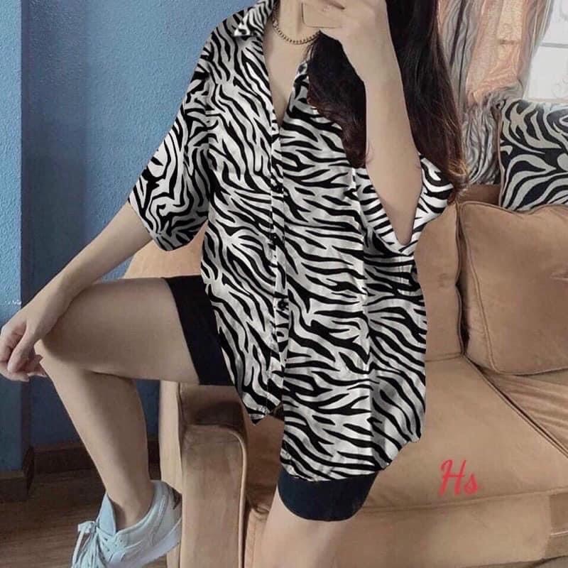 ÁO SƠ MI NỮ HỌA TIẾT VẰN  TAY LỠ CÁ TÍNH CHẤT SIÊU MÁT SM VẰN