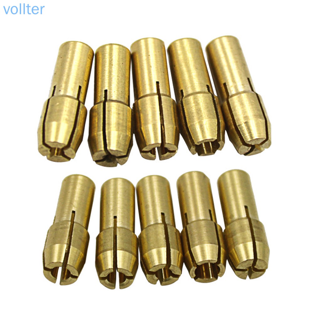 VOLL 11PCS/Set Brass Drill Chucks Collet Bits 0.5-3.2mm 4.3mm Shank Screw Nut Replacement for Dremel Rotary Tool