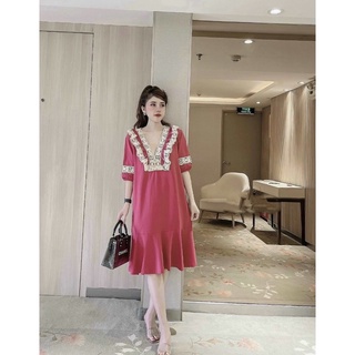 ( Ảnh thật + Video ) Váy suông cotton đuôi cá đáp ren