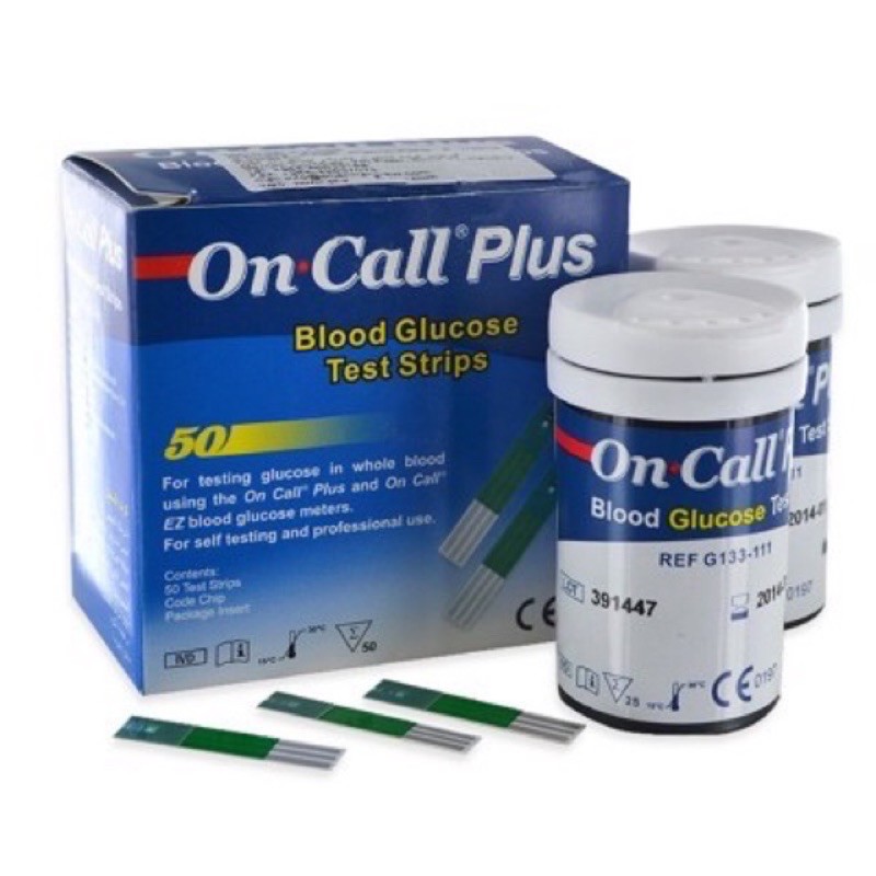 Que thử đường huyết On Call Plus 50 (Hộp 50 que tặng kèm 50 kim)