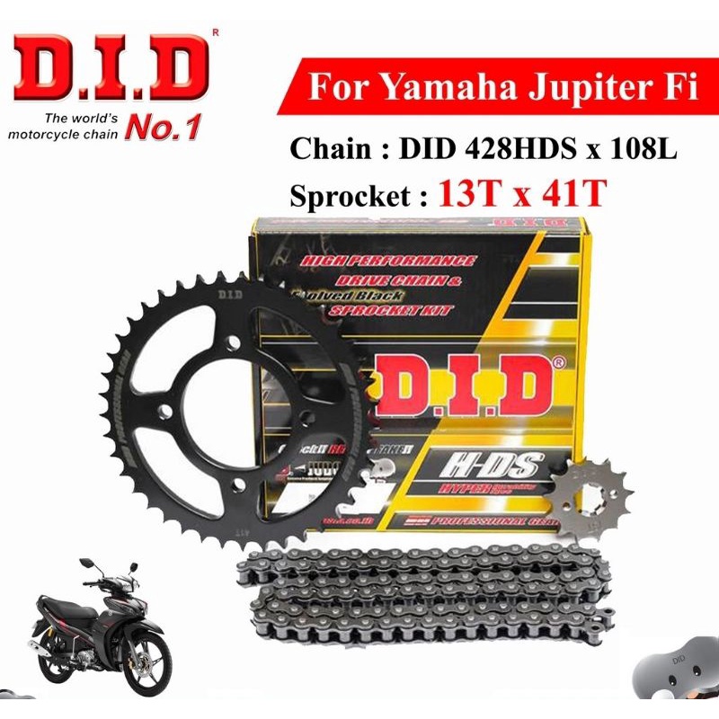 Nhông sên dĩa DID Yamaha Jupiter Fi – Sên đen 10ly DID HDS (Thái Lan)