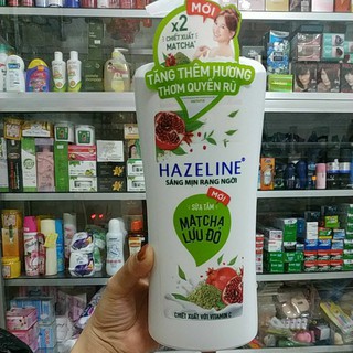 Sữa tắm trắng da HAZELINE 900gr mới, tăng cường matcha và Vitamin c