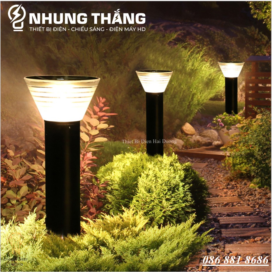 Đèn Cột Sân Vườn Hình Nón DSV-2180 - Chiều Cao 80cm - Sử Dụng Điện Và Dùng Năng Lượng Mặt Trời - Chống Nước IP65
