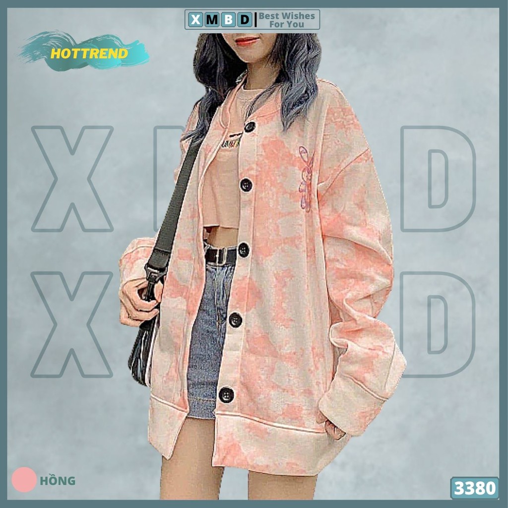 Áo Khoác Cardigan Nữ Nỉ Bông 3D Dày Dặn Hàng QC LOANG MÀU THỎ CAM - AK3380