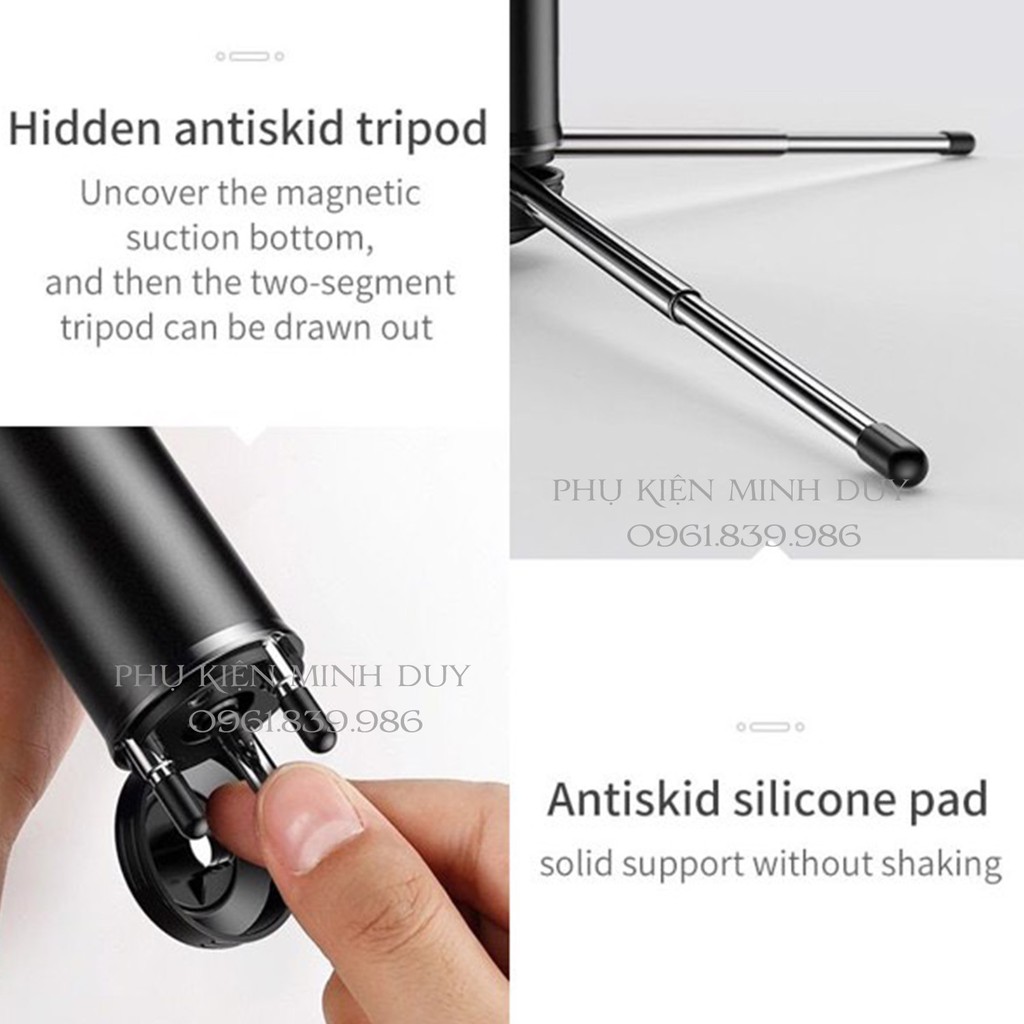 Gậy chụp hình tự sướng/ Live Stream tích hợp Tripod xếp gọn Baseus Fully Folding Selfie Stick (Bluetooth Remote...) | BigBuy360 - bigbuy360.vn