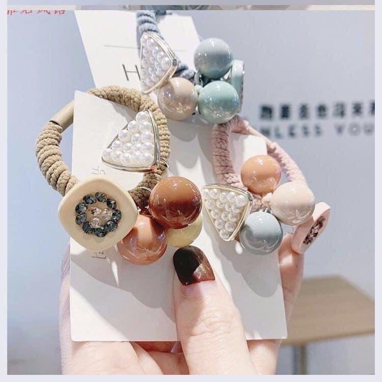 Buộc Tóc Nữ Phong Cách Hàn Quốc với họa tiết đính đá cực yêu. - HV Store 394