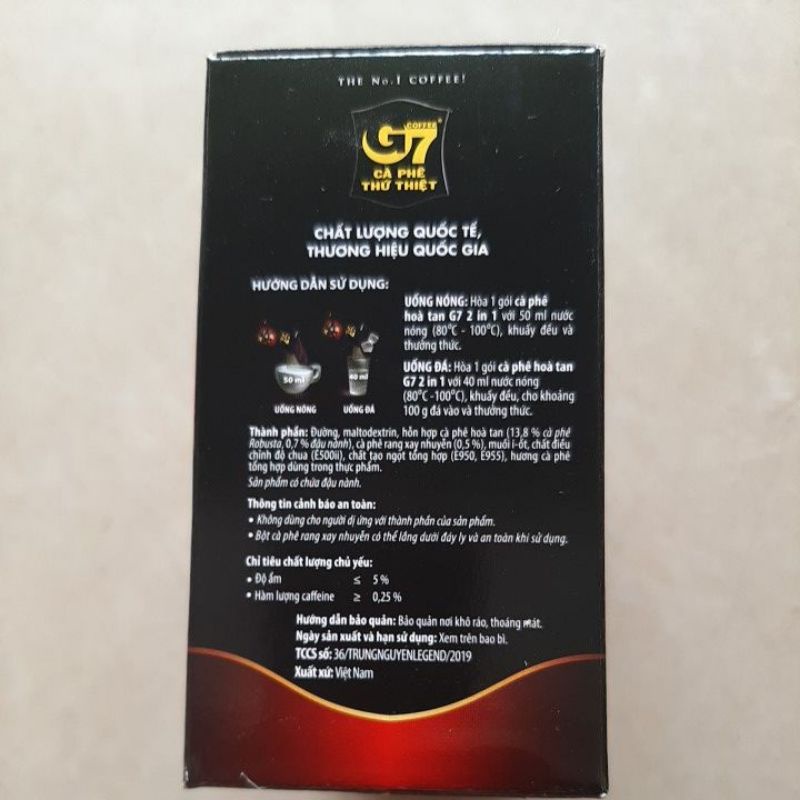 Cà phê Đen G7 2in1 - Hộp 15 gói 16gr có tem Chính Hãng