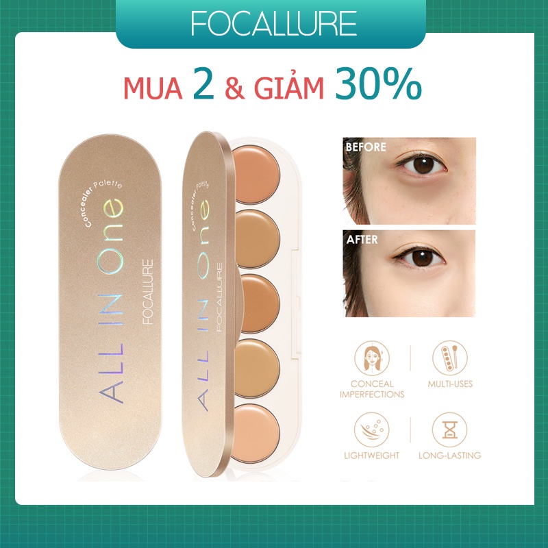 Bảng phấn che khuyết điểm 5 trong 1 FOCALLURE chống nước độ che phủ cao