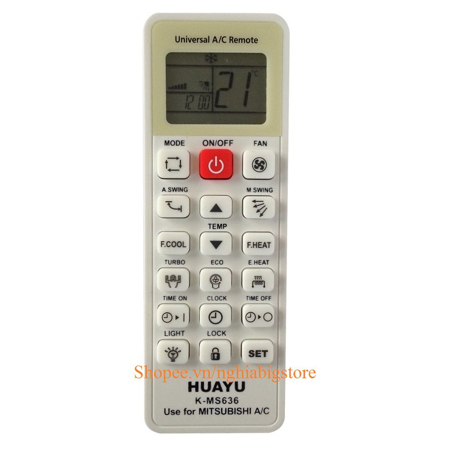Remote Đa Năng Điều Khiển Máy Lạnh MITSUBISHI, Máy Điều Hòa Không Khí (Kèm Pin AAA Maxell)