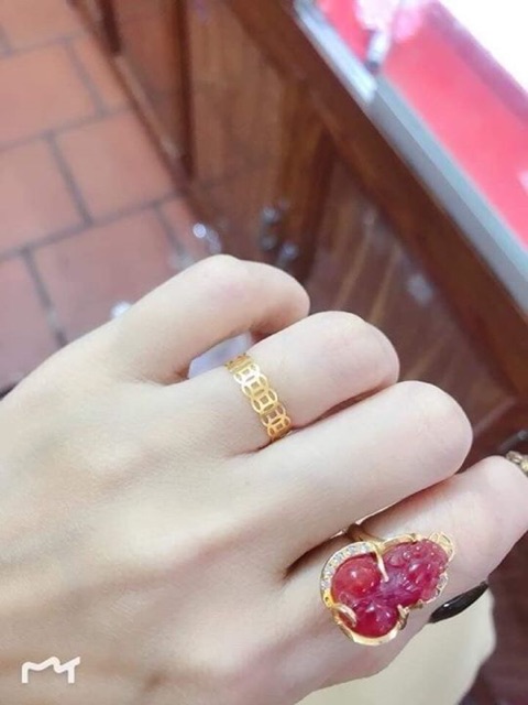 Nhẫn kim tiền mạ vàng 18k