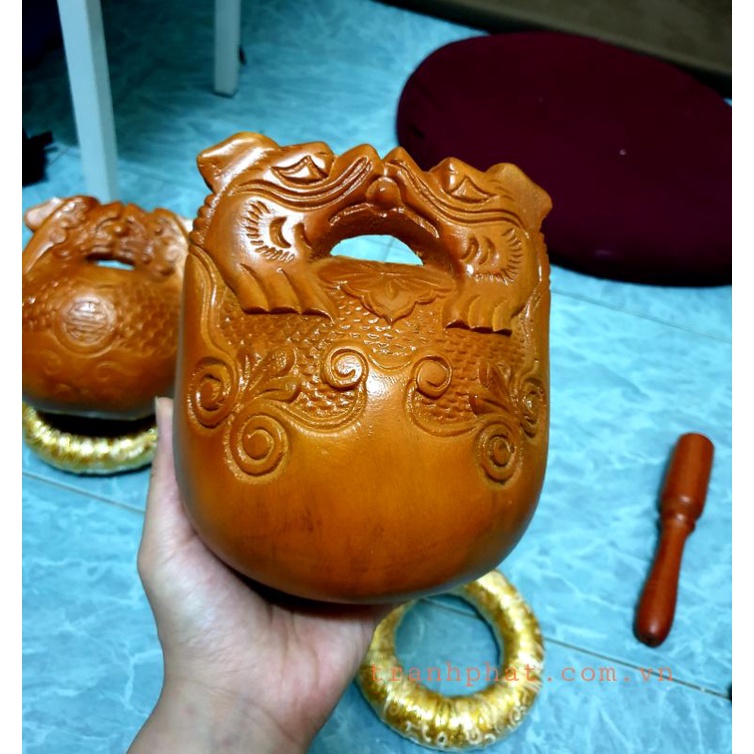 Mõ rồng gỗ lõi mít dùi Huế hàng kỹ đẹp, âm vang ấm đk 9cm, 10cm, 12cm