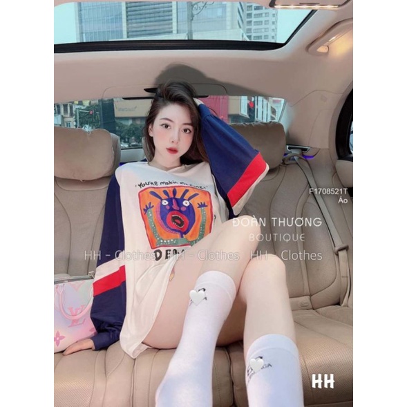 Áo thun giấy in hình có nón tay dài phối màu!!!