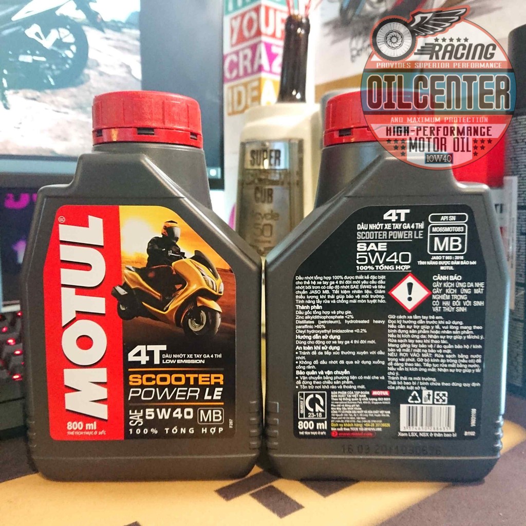 Combo Nhớt Motul Scooter Power Le 5W40 800ml + Nhớt Hộp Số (xe Tay Ga)