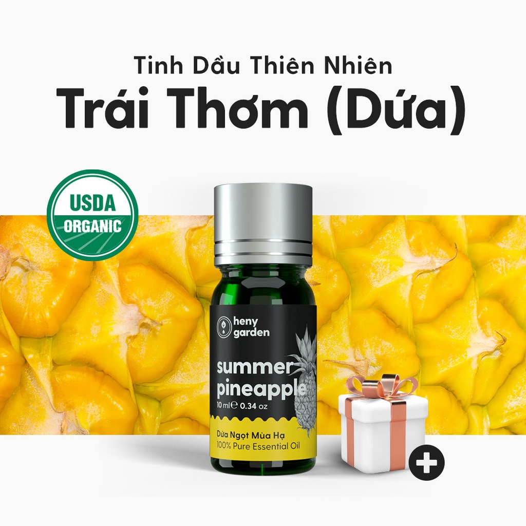 Tinh Dầu Trái Dứa Khóm Organic Nguyên Chất Đậm Đặc Xông Thơm Phòng, Làm Nến Thơm, Giúp Dễ Ngủ Heny Garden 10mL