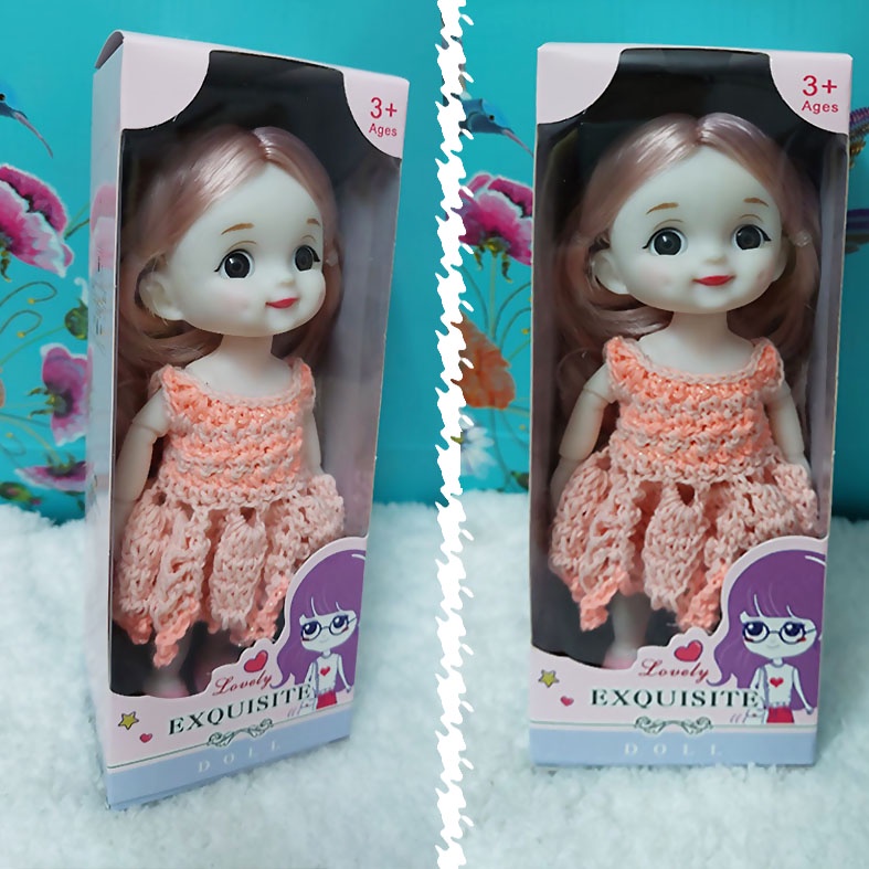 Búp bê barbie đáng yêu cao 17cm (các khớp linh hoạt - váy len handmade xịn, đẹp, có hộp y hình)