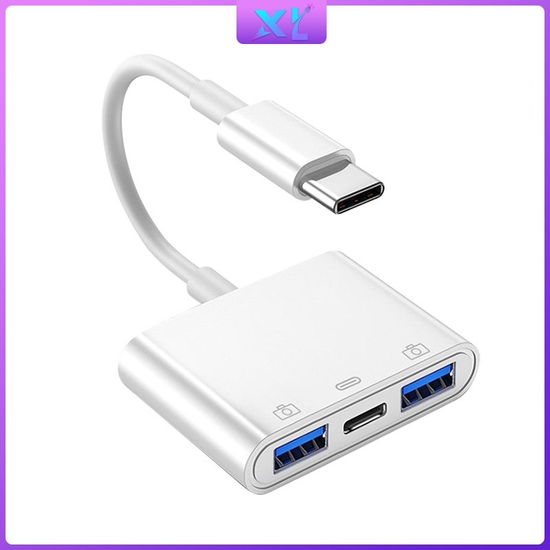 Cáp chuyển đổi dữ liệu OTG 3 trong 1 từ cổng USB 3.0 sang Type-C + USB 3.0 cho điện thoại/máy tính bảng