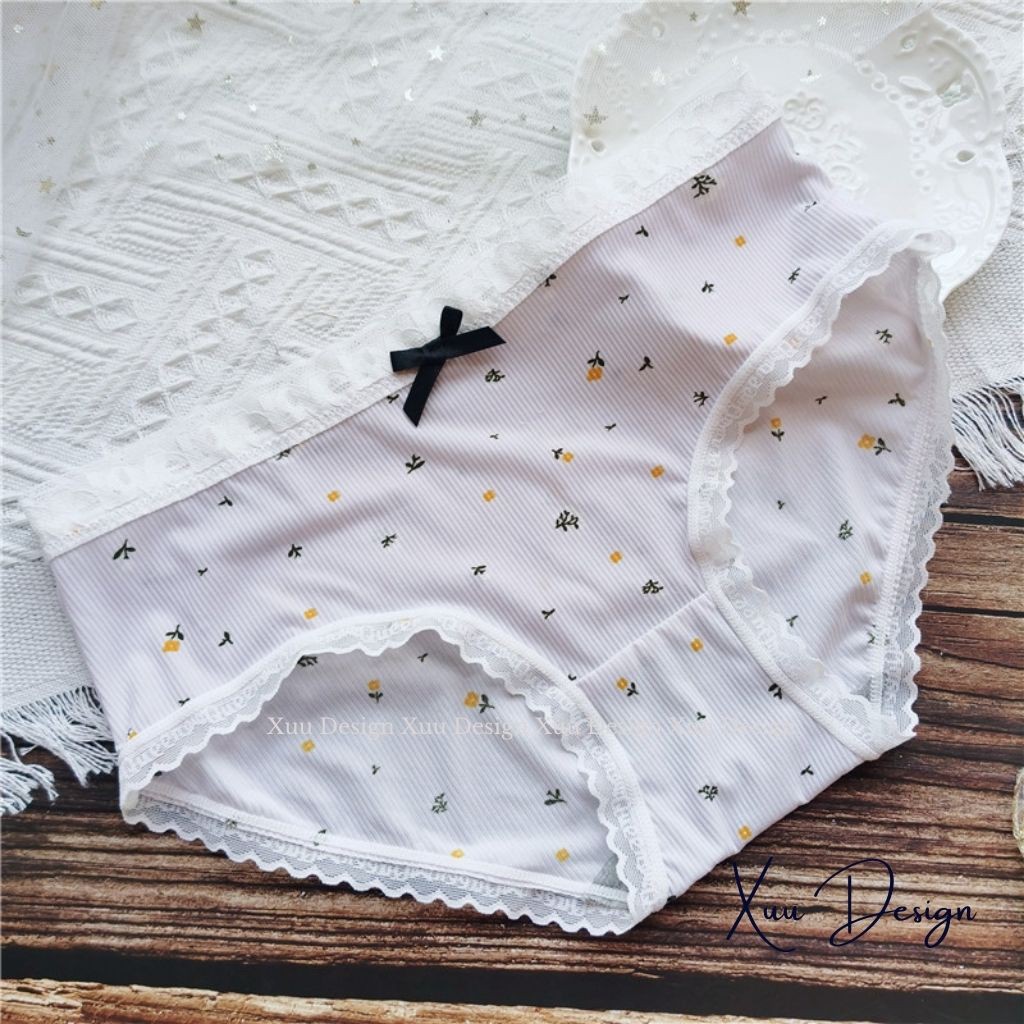 Quần lót nữ Đúc Su Wexuu Design, quần lót cotton viền ren kháng khuẩn cao cấp chất siêu mát nhiều màu dễ thương QC23