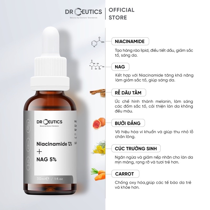 Serum Niacinamide 12% DrCeutics - Giảm Thâm, Sáng Da &amp; Kiểm Dầu