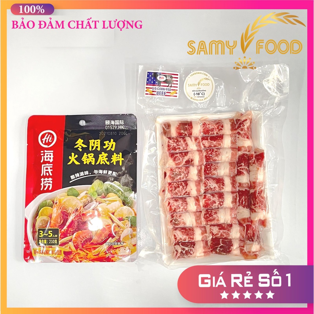 [LẨU HAIDILAO] 500G BÒ BA CHỈ + CỐT LẨU THÁI TOMYUM HAIDILAO THƯỢNG HẠNG