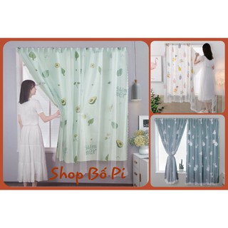 Rèm cửa dán tường 2 lớp chống nắng tiện lợi, mẫu họa tiết siêu xinh, không cần khoan đục