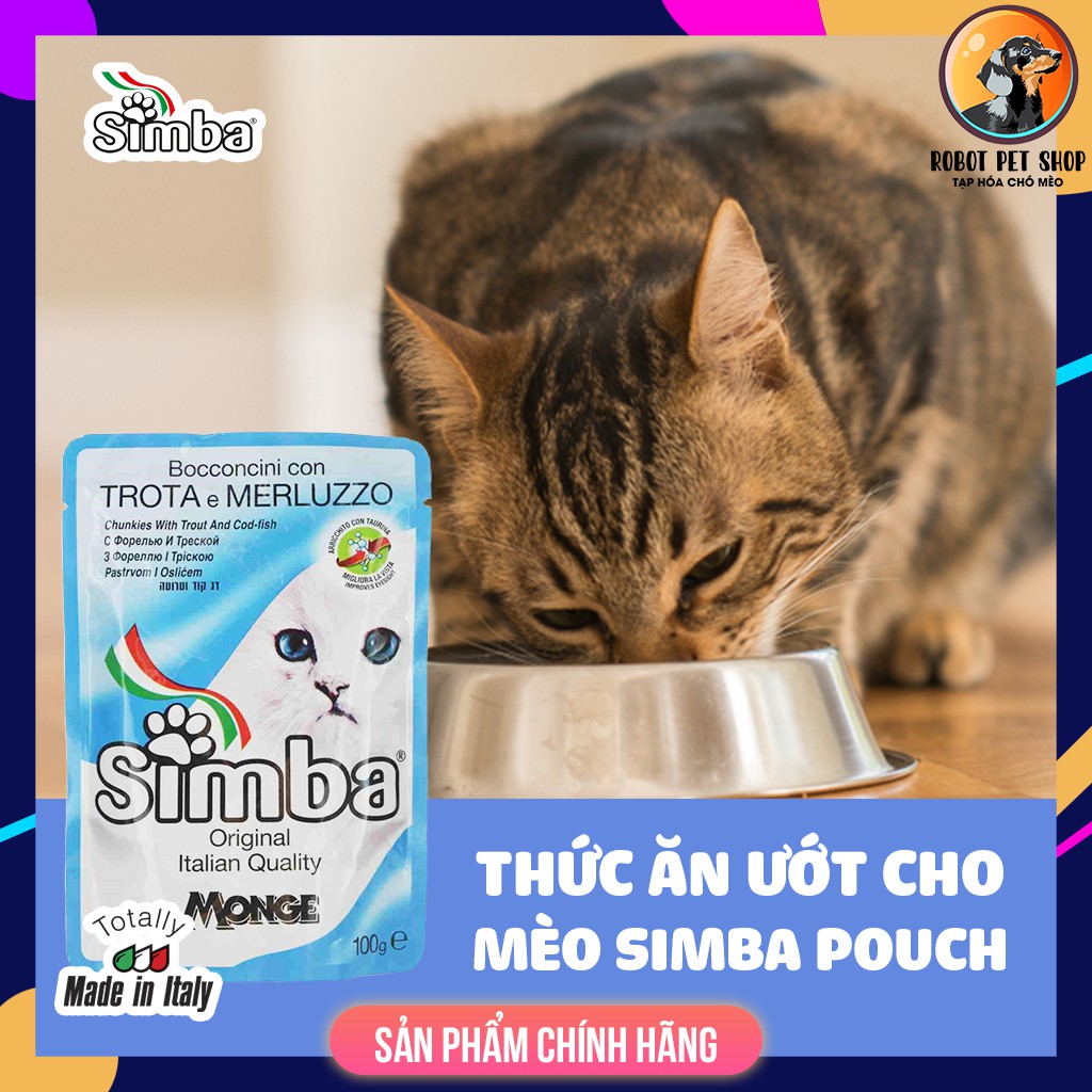 [Mã PET50K giảm Giảm 10% - Tối đa 50K đơn từ 250K] Thức ăn ướt cho mèo giá rẻ SIMBA POUCH - ROBOT PETSHOP