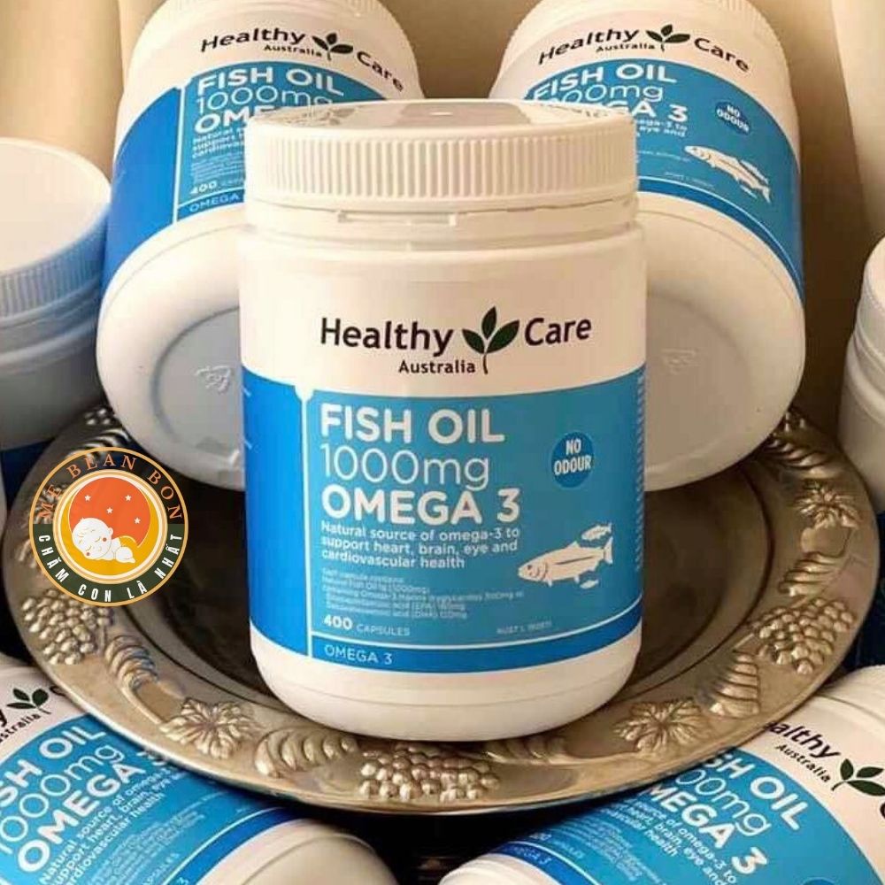 Viên uống Fish Oil Healthy Care Omega 3 1000mg 400 viên của Úc Dầu cá tự nhiên cho bé từ 6 tuổi trở lên