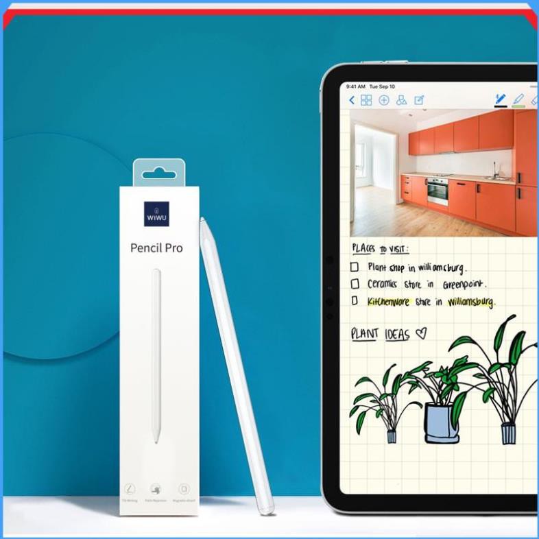 Bút Cảm Ứng WiWu Pencil Pro Cho iPad Viết Vẽ Nghiêng Hơn 60 Độ, Chống Tì Tay Như Apple Pencil, Hít Vào Ipad