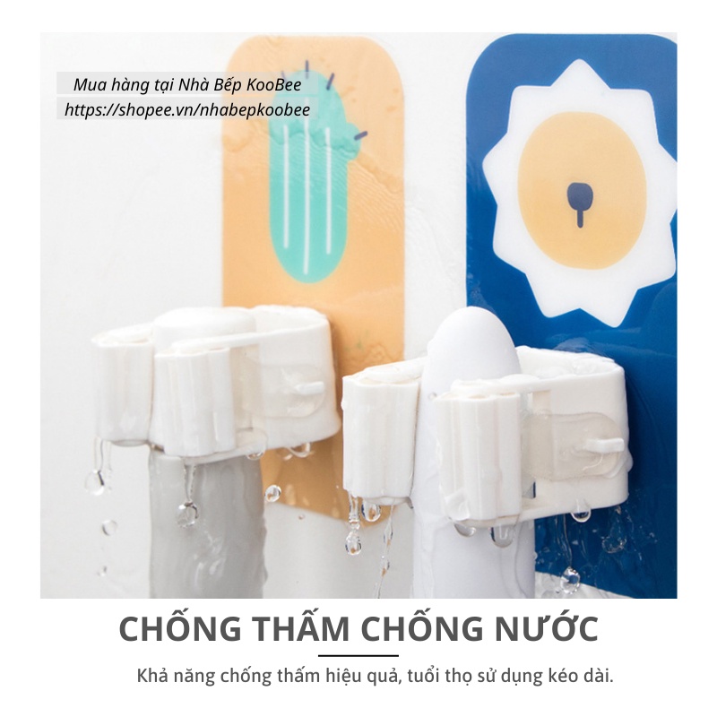 Móc treo dán tường kẹp giữ cây lau nhà cọ chổi toilet KooBee - Giá đỡ chắc chắn siêu dính chịu lực 6kg (CSNC07)