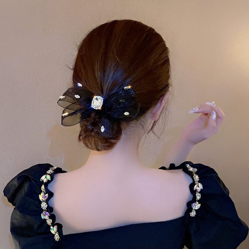 Dây Buộc Tóc Da Đính Đá Pha Lê Phong Cách Hàn Quốc Cho Nữ