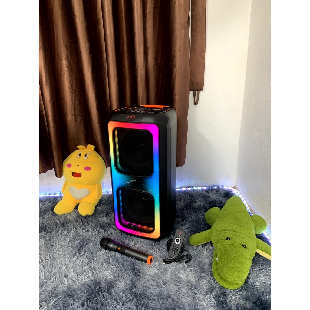 Loa kéo karaok  partybox Loa bluetooth NDR-1097 Siêu  bass  công suất lớn   tặng 1 mic không dây