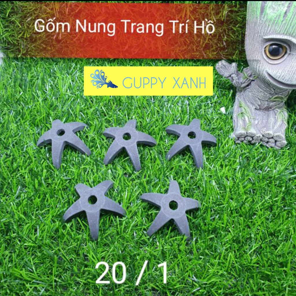 Ngôi Sao 5 Cánh Đồ chơi cho tép - Gốm nung trang trí cho thủy sinh - Hồ Cá - Guppy Xanh