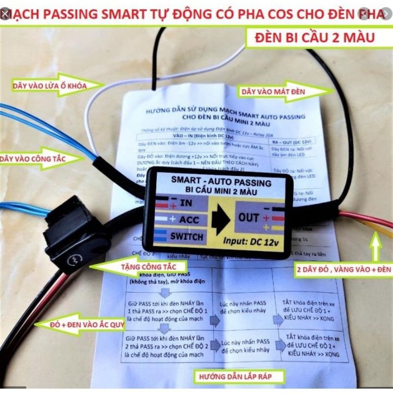 MẠCH AUTO PASSING 4 CHẾ ĐỘ CHO ĐÈN 2 MÀU