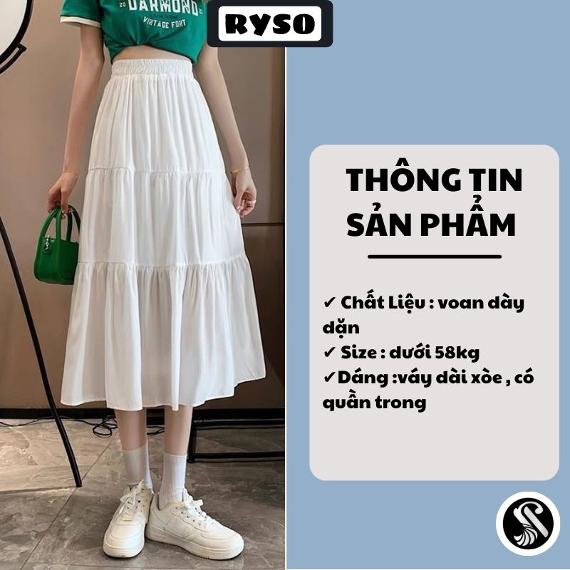 Chân Váy Dài Xếp Ly 3 Tầng Ulzzang Dáng Xòe Vintage Chất Voan Dài 2 Lớp | BigBuy360 - bigbuy360.vn