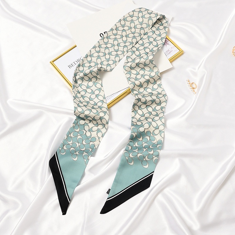 Khăn Quàng Cổ Dài Bằng Lụa Họa Tiết Sọc Thắt Nơ Dễ Phối Đồ