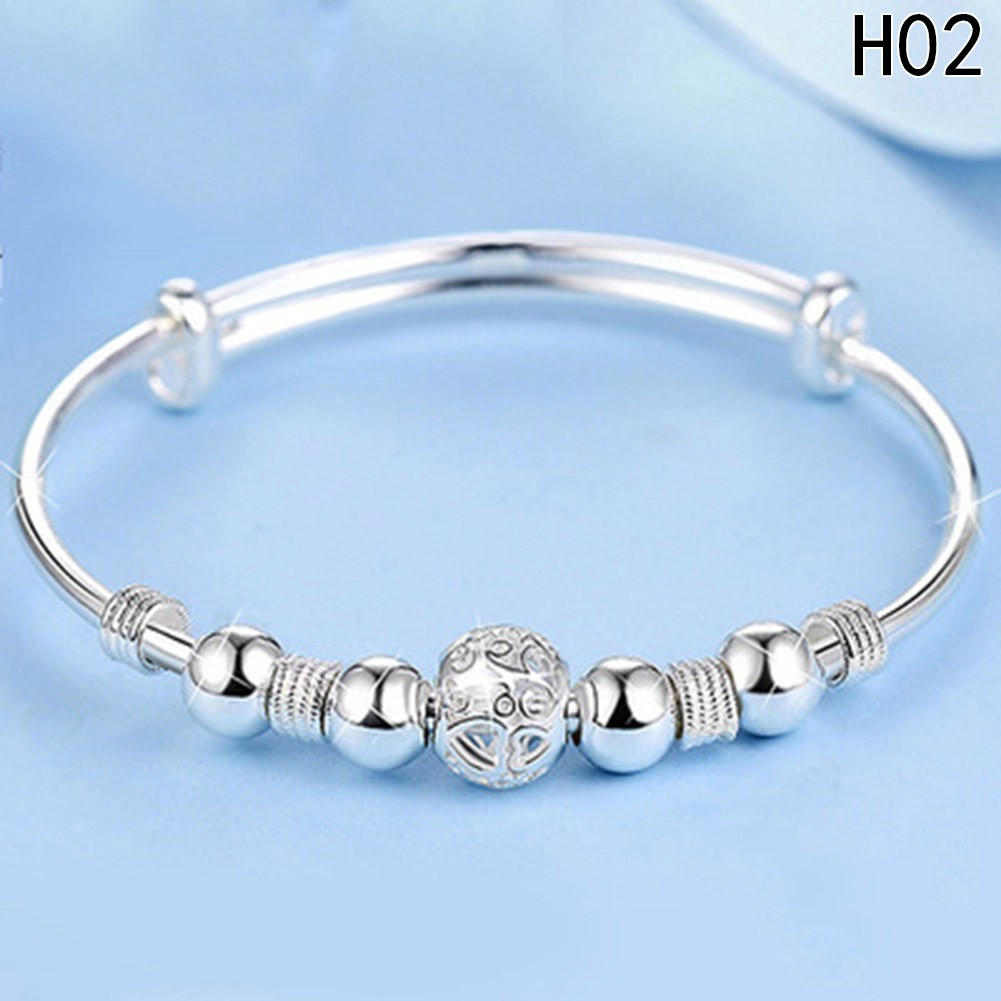 Vòng tay mạ bạc 925 dạng hở đính hạt sang trọng