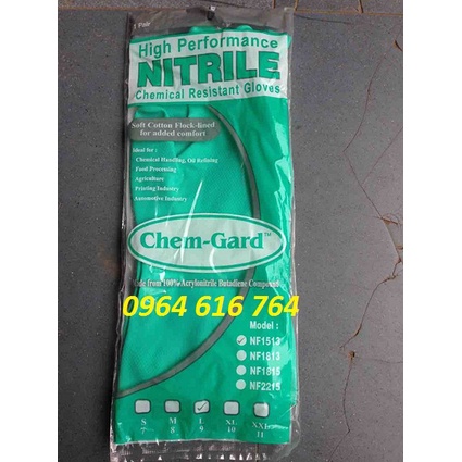 Găng tay cao su Malaysia Nitrle NF1513, găng tay chống hóa chất, chịu dầu, nhập khẩu chính hãng