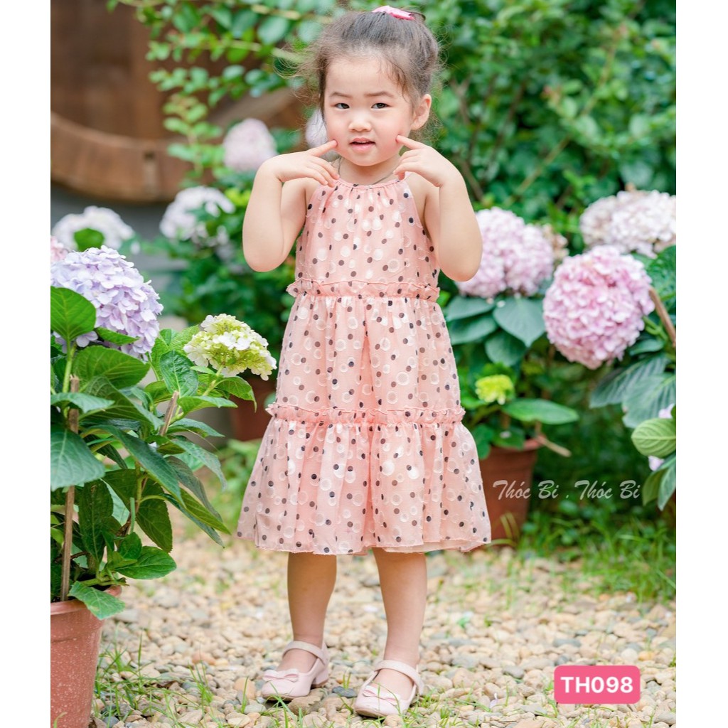 Váy Maxi Yếm Chấm Bi 3 màu cực xinh đủ size 1Y-10Y (Hàng thiết kế)