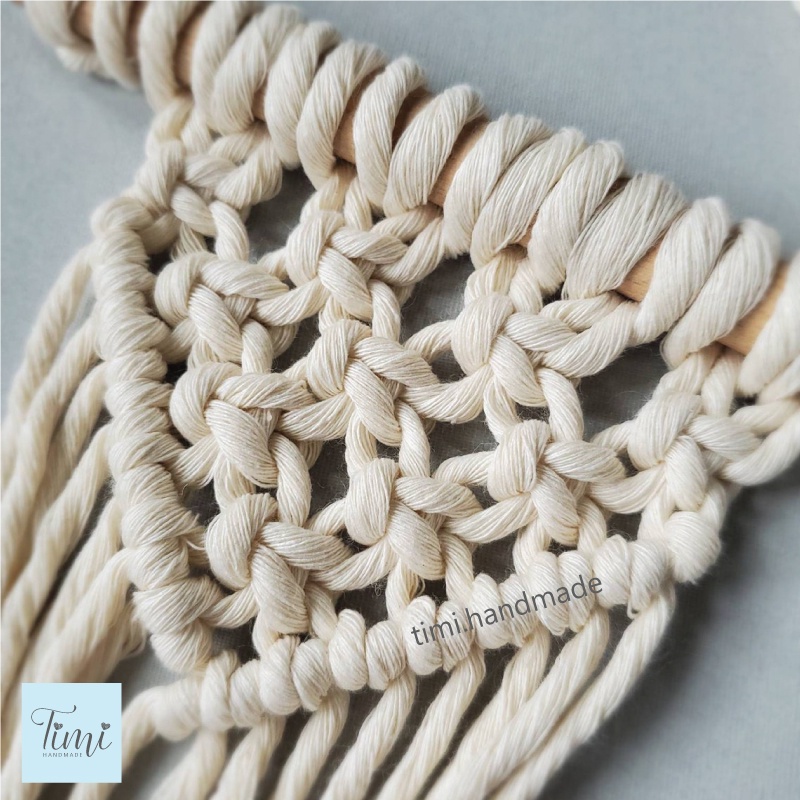 Dây thừng macrame cotton màu TRẮNG KEM 1 XOẮN size 4mm mềm mịn, không bụi