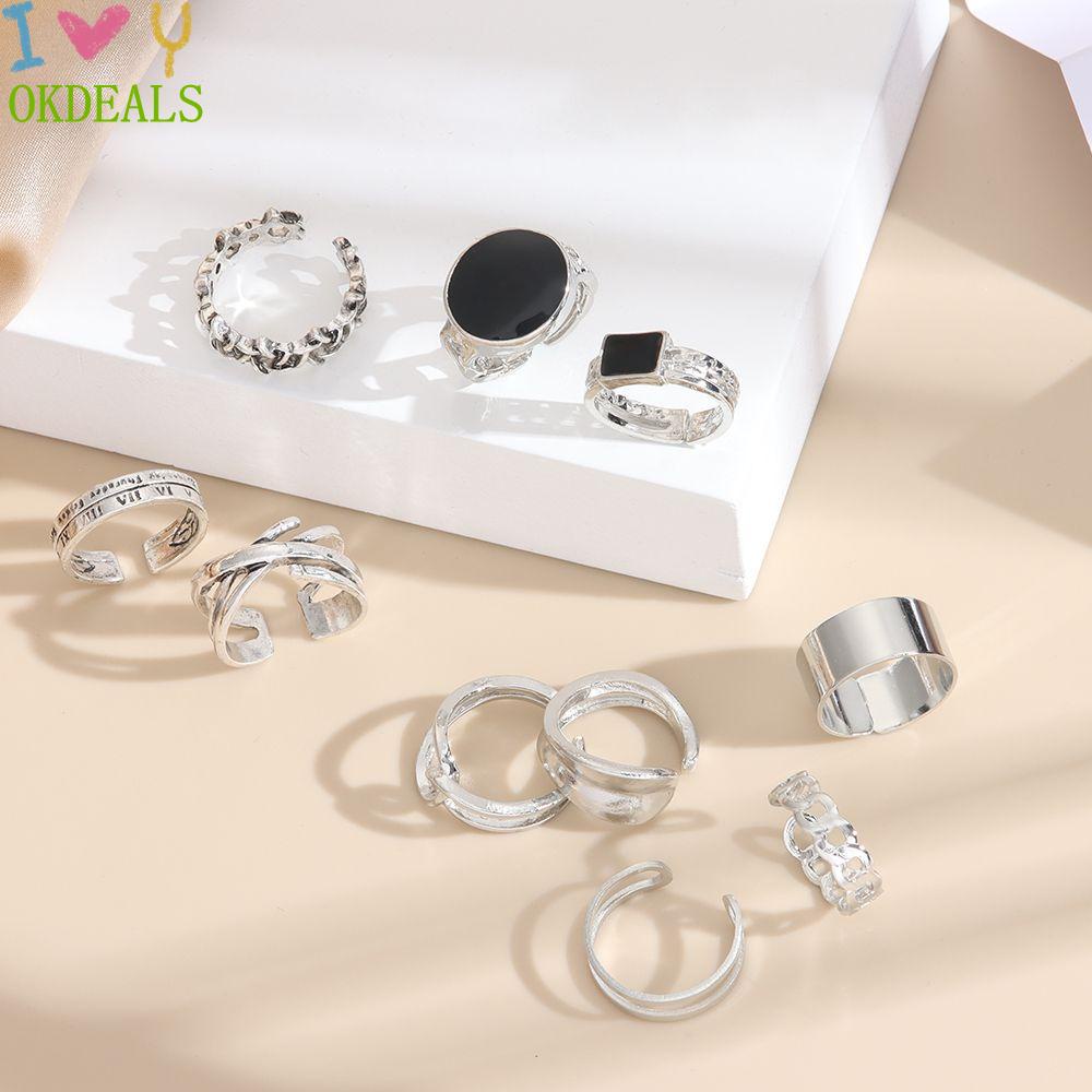 Bộ nhẫn đeo tay phong cách hàn quốc cổ điển thời trang cho nam và nữ