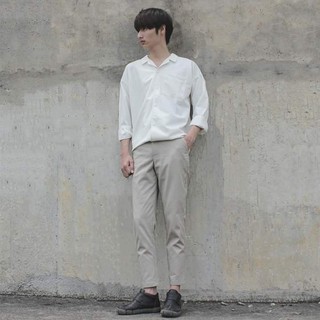 Sơ mi basic cổ vest tay dài