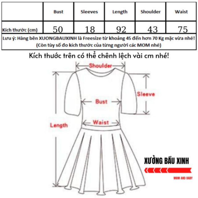 Váy bầu thời trang thiết kế chất cotton 100% co giãn tốt pha đũi hàng freesize từ 45 đến 70kg