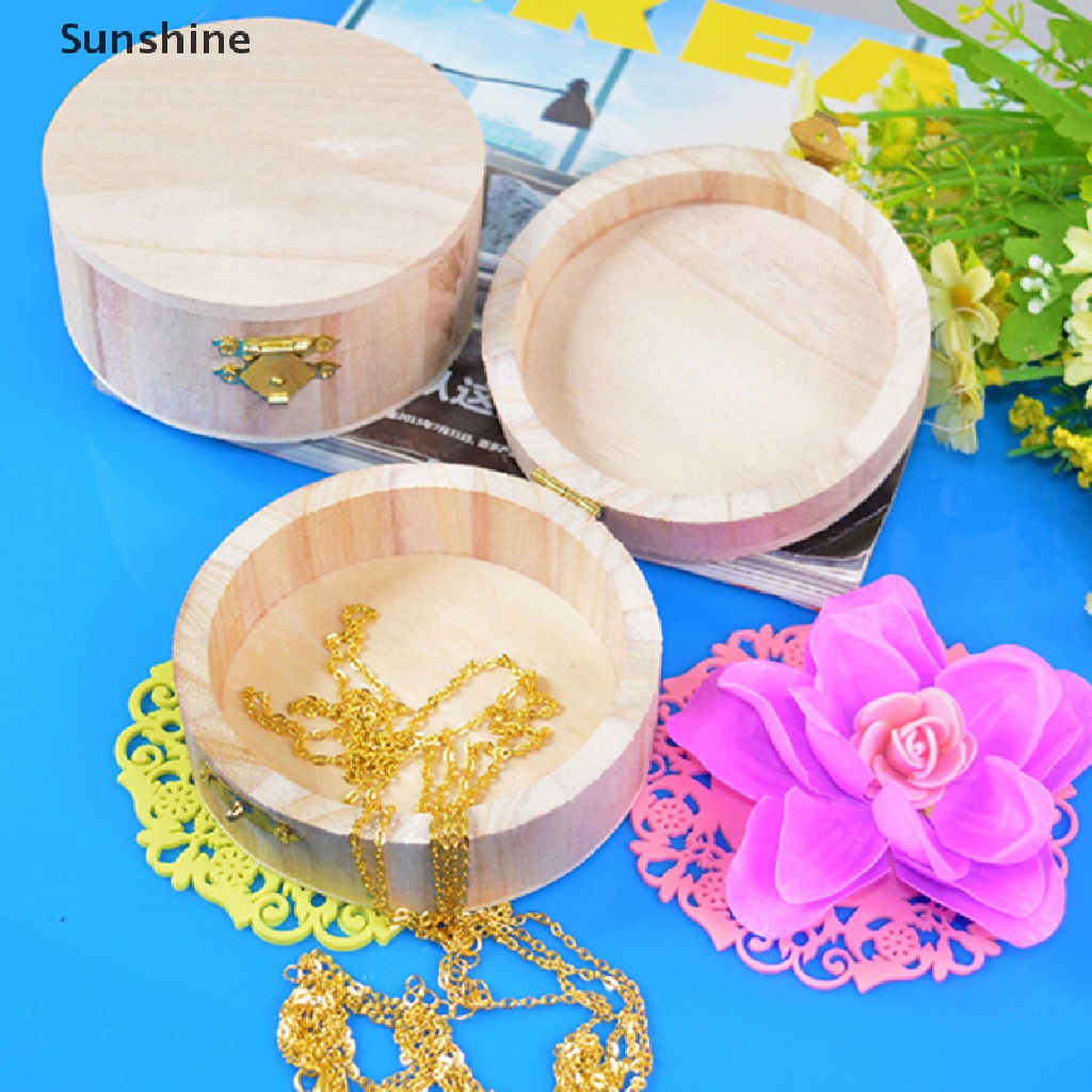 1 Hộp Quà Tặng Trang Sức Bằng Gỗ Hình Tròn