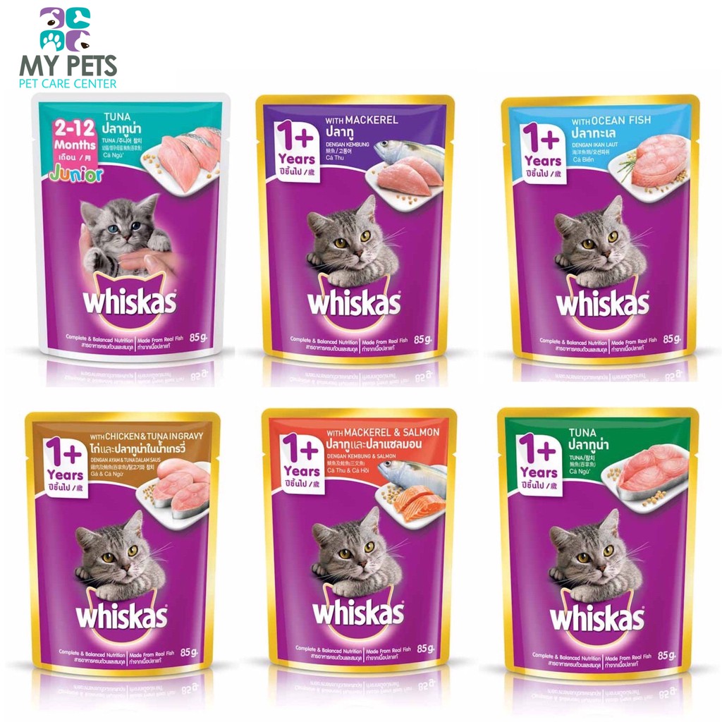 Thức ăn ướt pate / xốt Whiskas hương vị Gà và Cá Ngừ dành cho mèo lớn - Gói 85g