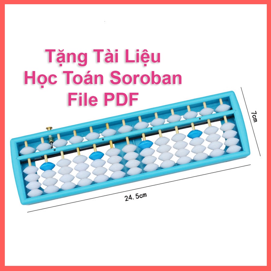 Bàn Tính Soroban Chuẩn Cho Bé Có Nút Bấm - Loại 13 Cột - Kích Thước 25x7.2x2cm - Tặng Tài Liệu PDF