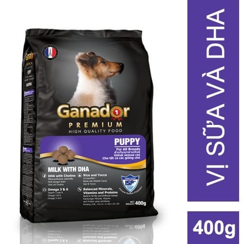 Thức ăn cho chó con vị sữa Ganador Puppy Milk with DHA 400g