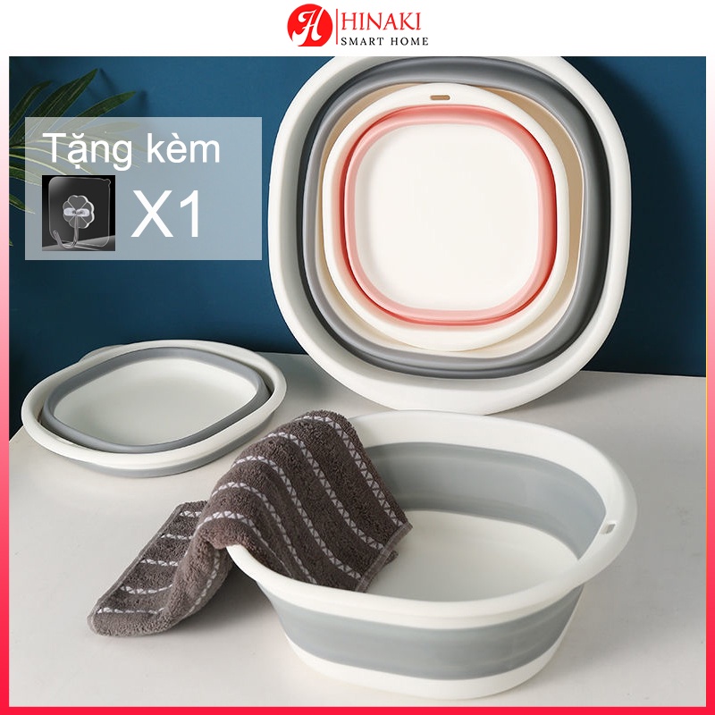 Chậu silicon gấp gọn thông minh tiết kiệm không gian, Chậu thau ngâm chân, chậu dành cho bé rửa mặt, NT02