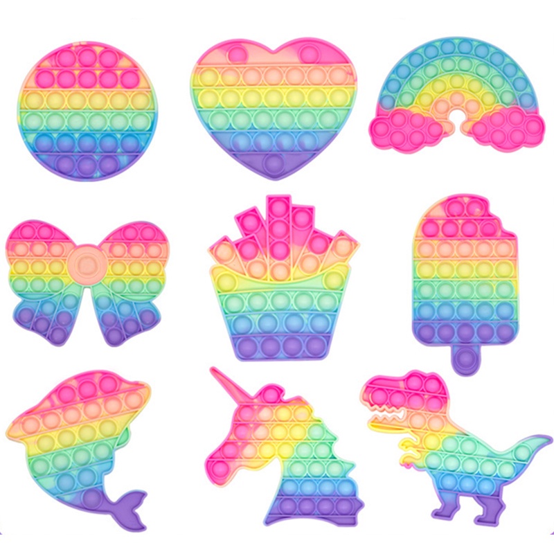 Pop It Tiktok 2021 Push Pop Fidget Toy Rainbow Color Finger Pressure Bubble Sensory Toys đồ chơi Bóp bong bóng thư giãn xả stress Đồ Chơi Giảm Căng Thẳng Cho Người Lớn