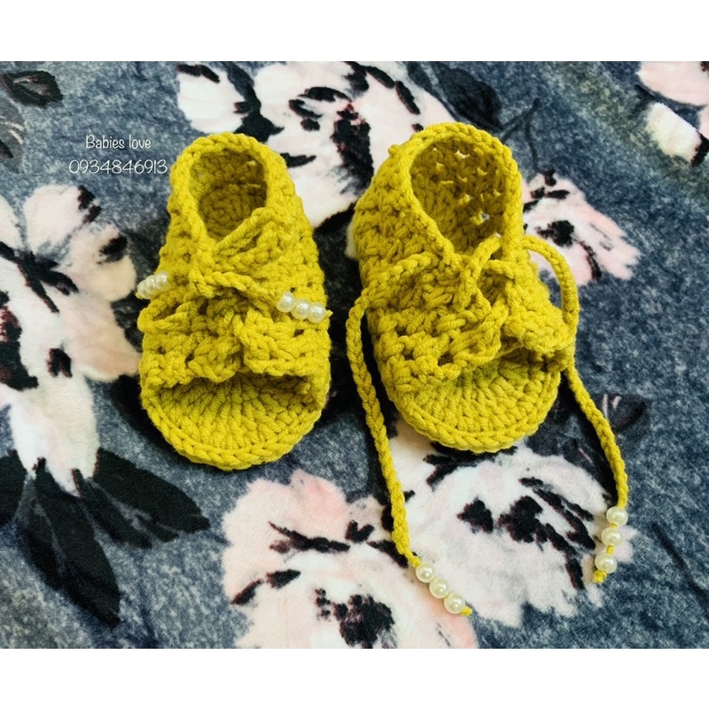 Giày len hở ngón thắt nơ ngộ nghĩnh cho bé 0-18m