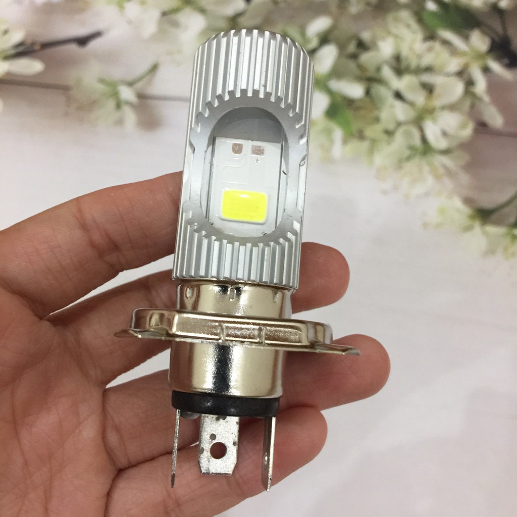 Đèn LED 2 tim (bản to) chân H4 siêu sáng cho xe máy A242